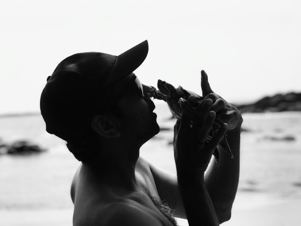 Abhinav with Tutu at the beach